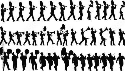Marching band silhouette vector art for graphic design needs