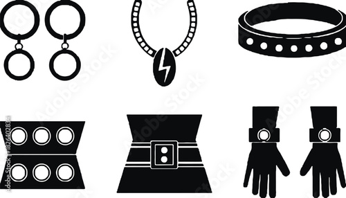 Black and white fashion accessories jewelry vector graphics