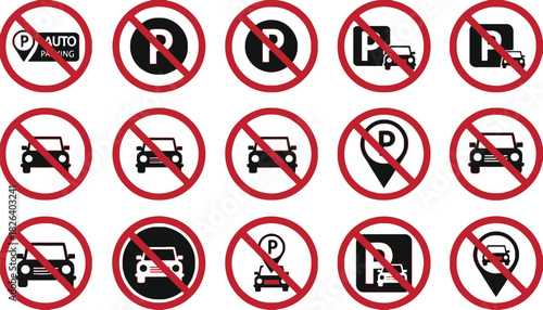 No parking signs collection traffic rules and regulations zone