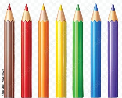 realistic 3d pile of multi color pencils in different style isolated on transparent background 