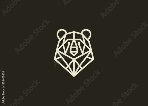 A simple bear logo using bold minimal lines to create a strong and grounded silhouette, conveying power, calmness, and natural resilience in a straightforward modern form
