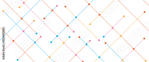 Vector colorful digital minimal futuristic tech style lines dot for background	