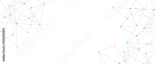 Vector abstract minimalist colorful lines and dots technology pattern geometric background