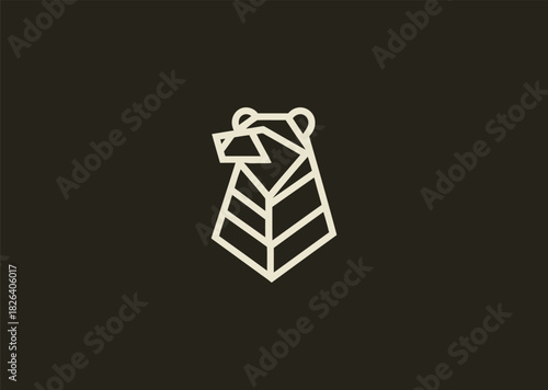 A simple bear logo using bold minimal lines to create a strong and grounded silhouette, conveying power, calmness, and natural resilience in a straightforward modern form