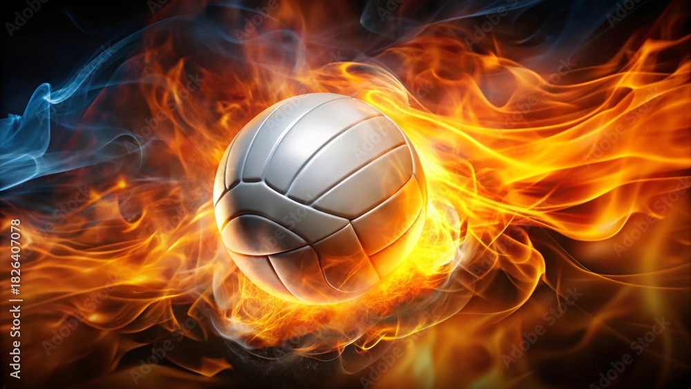 Fototapeta premium Fiery Volleyball Speed and Power A Dynamic Sports Image Depicting Intense Action and Competition