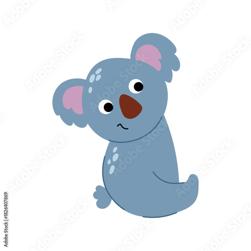 Cute Illustration of Cartoon Koala. White background, isolate
