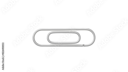 A silver paperclip isolated on a white background