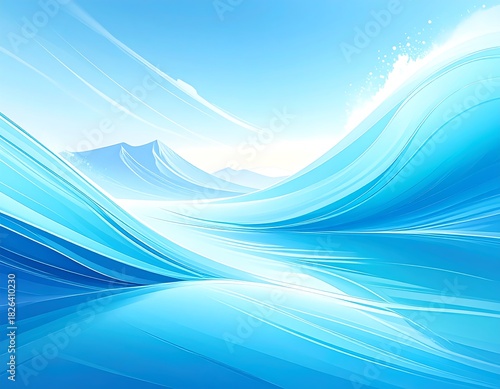 Serene blue waves landscape