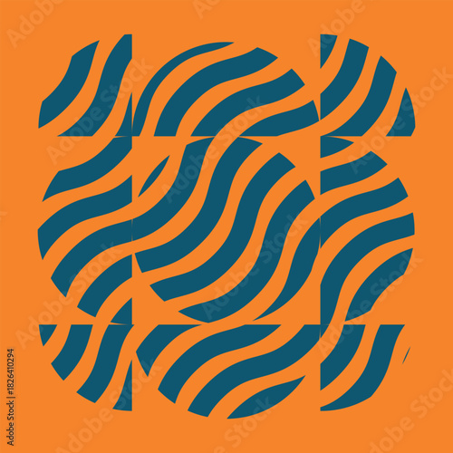 Wave art icon pack with matching colour background, 3000x3000px, Abstract Square Designs in Bold Color Variations, Minimalist Line Patterns for Creative Projects.