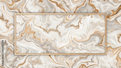 Elegant Swirling Marble Texture with Golden Frame, Ideal for Luxurious Designs and Premium Branding