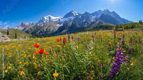 Fototapeta Naklejka Na Ścianę i Meble -  alpine meadow with flowers