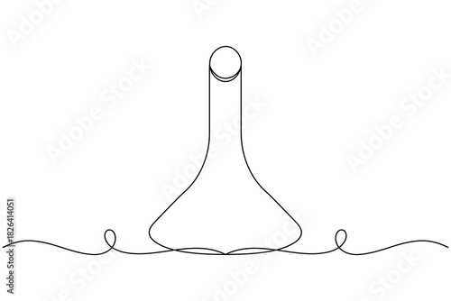 Laboratory glassware continuous one line drawing on white background minimalist scientific experiment outline vector illustration