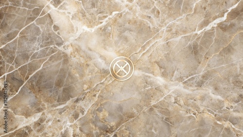 Elegant Golden Symbol on a Brown Marble Background, Perfect for Design Projects and Presentations