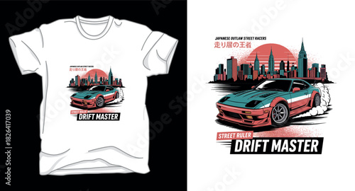 Drift master drifting car graphic vector art t-shirt design print template