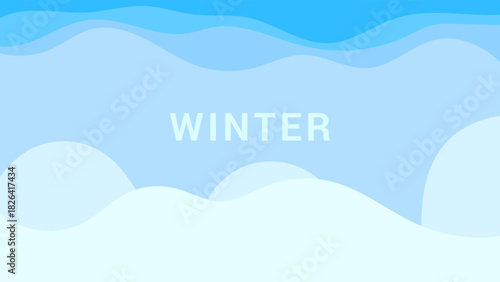 ILLUSTRATION WINTER BACKGROUND WITH SNOWY LANDSCAPES FLAT BLUE COLOR CHRISTMAS DESIGN GODD FOR FLYER, BANNERS, PRINT, WEBSITE, WALLPAPER, COVER DESIGN, GREETING CARD
