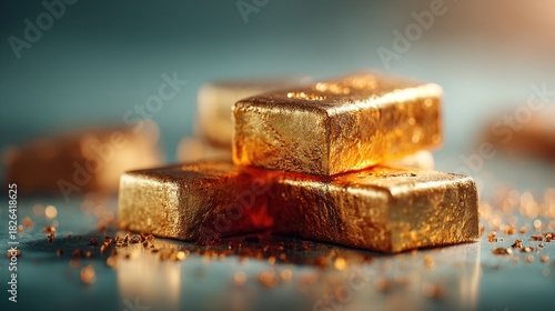 Wallpaper Mural Pile gold bars shiny smooth surfaces precious metal wealth treasure Torontodigital.ca