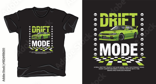 Drift mode car graphic vector art t-shirt design print template