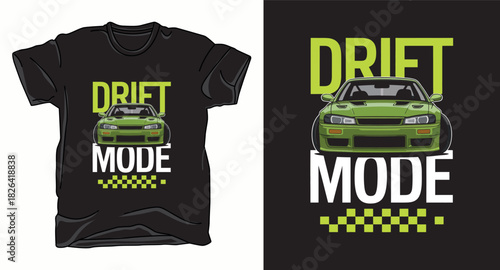 Drift mode car graphic vector art t-shirt design print template