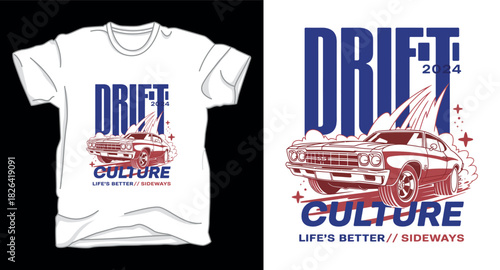 Drift culture drifting car graphic vector art t-shirt design print template