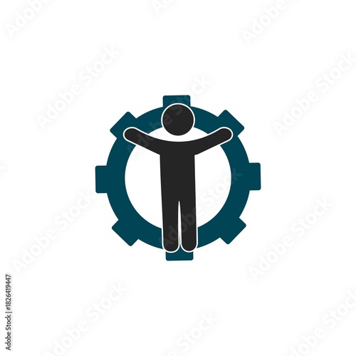 Engine mechanical team gear team work icon isolated on white background