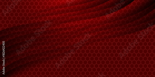 Abstract red steel mesh background with red glowing lines with free space for design. Modern technology innovation concept background. Perforated dark red metal sheet for background image.