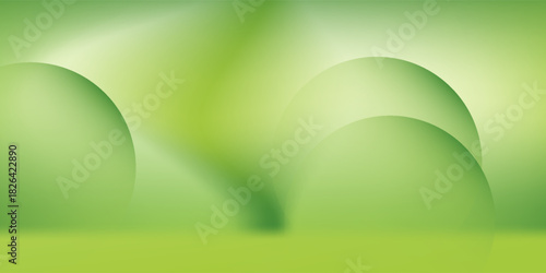 Nature gradient backdrop with bright sunlight. Abstract green blurred background.