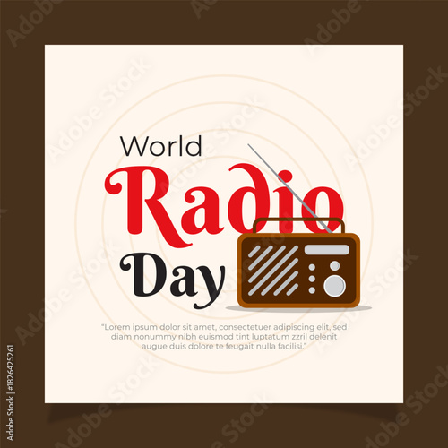 Vector illustration of World Radio Day social media template
