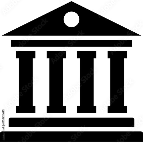 Court Glyph Icon – Justice, Law, Legal Building & Judiciary Symbol