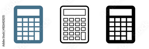 Calculator Icon Set – Color, Outline and Solid Vector