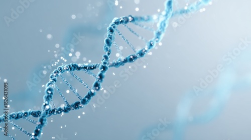 Gene technology background image, light blue color tone, minimalist style, stylish, large area of white space, high-definition
