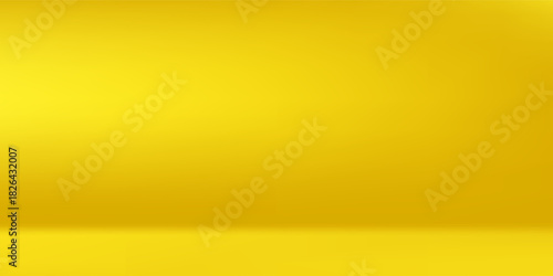 Yellow limbo background. 3d abstract studio room. Yellow gradation gradient empty wall backdrop. Back ground horizontal mockup product presentation. Empty scene platform.
