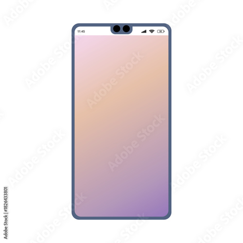 Empty main screen of smart phone. Home screen vector template with copy space.