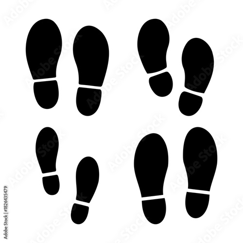 Various black shoe prints pattern, a graphic illustration