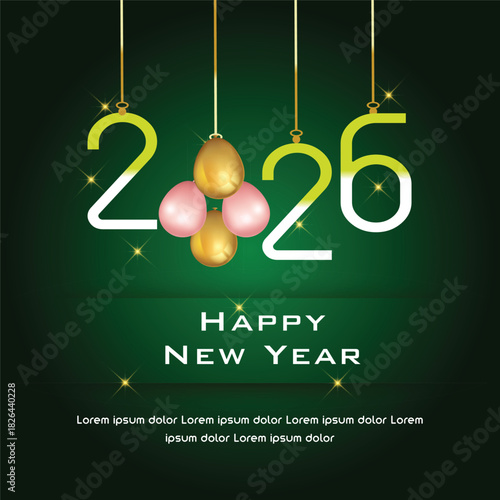 2026 Happy New Year luxurious Greeting template. Happy New Year 2026.