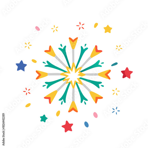 new year kit, pack of icons, champagne-bottle-with-golden-foil-and-festive-ribb, clock-showing-midnight-with-festive-decorations, fireworks-bursting-with-colorful-sparkles-and-star