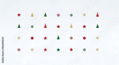 Festive Christmas Background with Stars Snowflakes and Trees Holiday Season Design