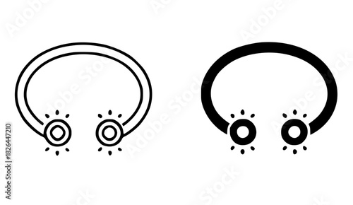 Vector illustration of jewelry bracelet, black and white, outline and silhouette