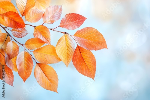 Beautiful Autumn Leaves with Vibrant Orange and Red Colors Against a Soft Background