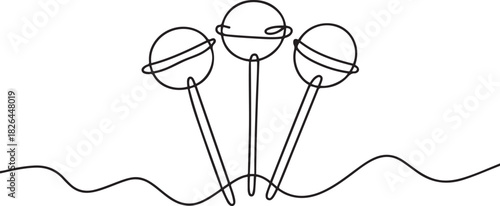 lollipop sticks vector one line continuous drawing illustration. Hand drawn linear silhouette icon. one line Icon drawing
