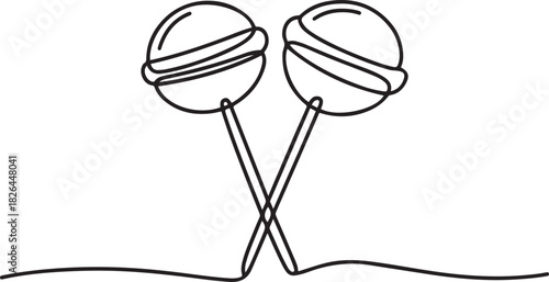 lollipop sticks vector one line continuous drawing illustration. Hand drawn linear silhouette icon. one line Icon drawing