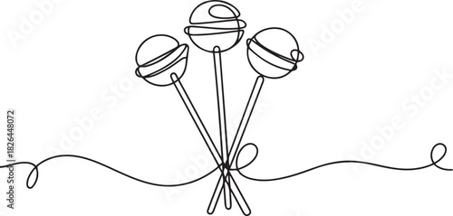 lollipop sticks vector one line continuous drawing illustration. Hand drawn linear silhouette icon. one line Icon drawing