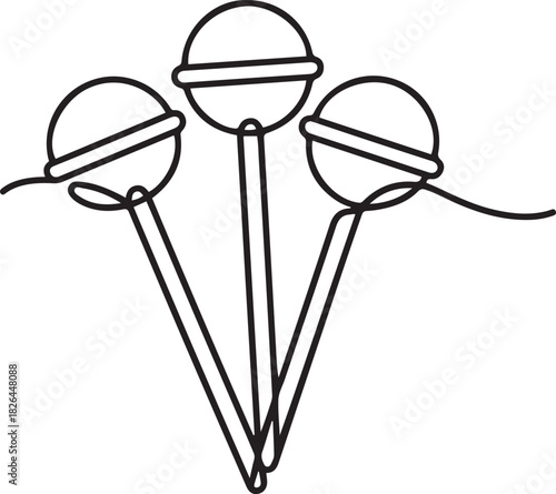 lollipop sticks vector one line continuous drawing illustration. Hand drawn linear silhouette icon. one line Icon drawing