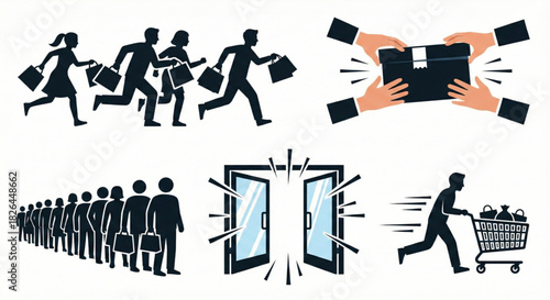 Retail Rush Customers Race to Open Doors and Secure Business Deals