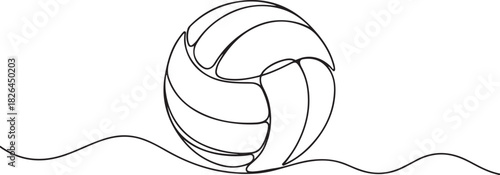 Volleyball Continuous Line Illustration, A single line drawing of a volleyball. ball for volleyball icon. Vector illustration, Volleyball drawing. one line Icon drawing