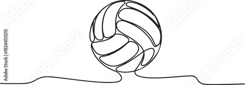 Volleyball Continuous Line Illustration, A single line drawing of a volleyball. ball for volleyball icon. Vector illustration, Volleyball drawing. one line Icon drawing
