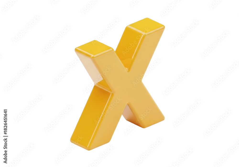 Obraz premium Isolated gold cross shape against a neutral background; three-dimensional rendered object