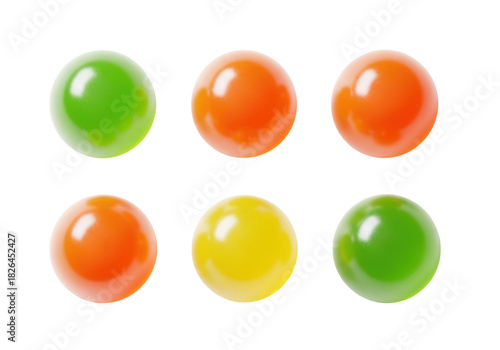 Isolated shiny colorful hard candy drops, group of sweet confectionary treats, snack food