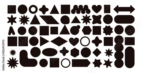 Bold black geometric shapes create a striking modern pattern. Perfect for artistic backgrounds, branding, creative layouts, and unique design projects.