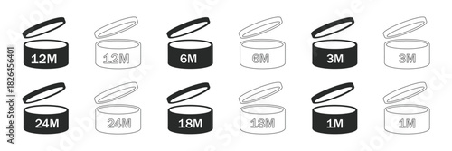 Cosmetic packaging symbols indicate the period after opening (PAO) or shelf life, guiding consumers on product freshness and safety. Ensuring confidence and safe use.