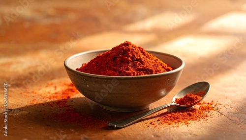 Bowl of red powder and spoon